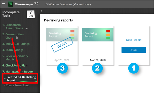 Create-Edit De-risking Reports